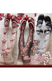 Red Maria Blossoms Tights